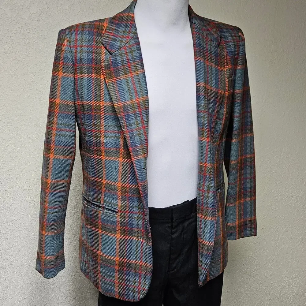 Vtg 80s gap plaid gap blazer large